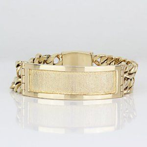 Vintage 14k Yellow Gold Double Cuban Link ID Bracelet